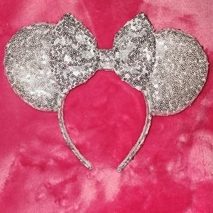 Disney inspired silver sequin minnie mouse ears